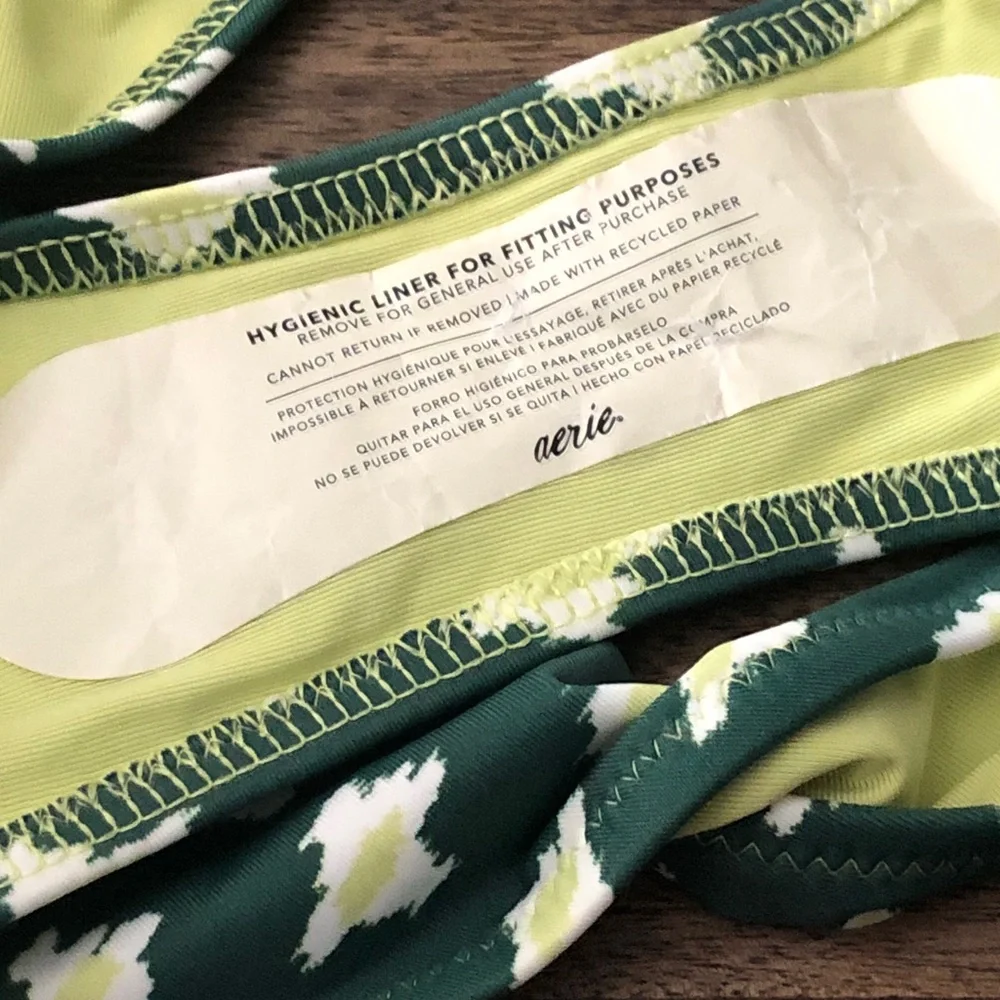aerie Green & Yellow Patterned Bikini Bottoms